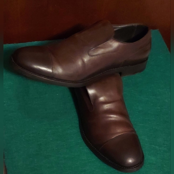 ALBERTO FASCIANI MEN'S BROWN LEATHER DRESS CAPTOE LOAFERS SIZE 42 MADE IN ITALY